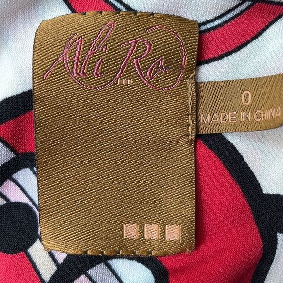 Ali Ro Wrap Dress Multicolored Abstract Pucci-like print red pink game day 0 - Picture 6 of 8